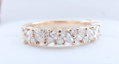 18K Rose Gold 0.60 CTW Marquise & Round Diamond Mixed-Shape Wedding Band