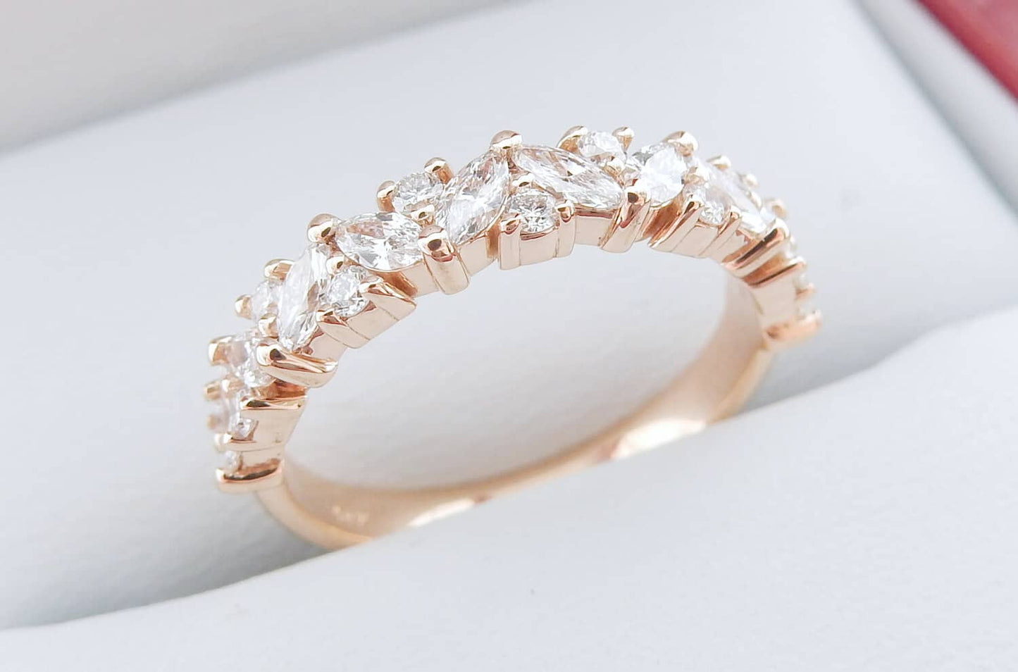 18K Rose Gold 0.60 CTW Marquise & Round Diamond Mixed-Shape Wedding Band