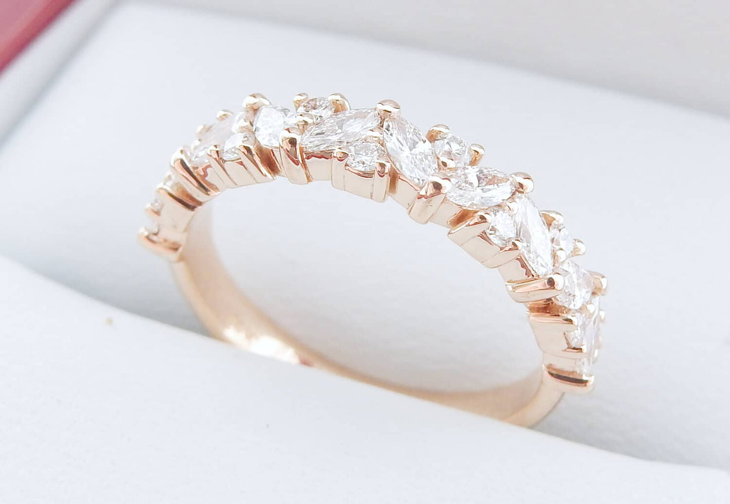 18K Rose Gold 0.60 CTW Marquise & Round Diamond Mixed-Shape Wedding Band