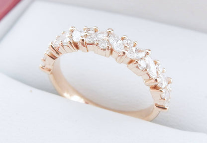 18K Rose Gold 0.60 CTW Marquise & Round Diamond Mixed-Shape Wedding Band