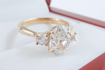 18K Rose Gold 1.50 CTW Oval Three-Stone Diamond Engagement Ring