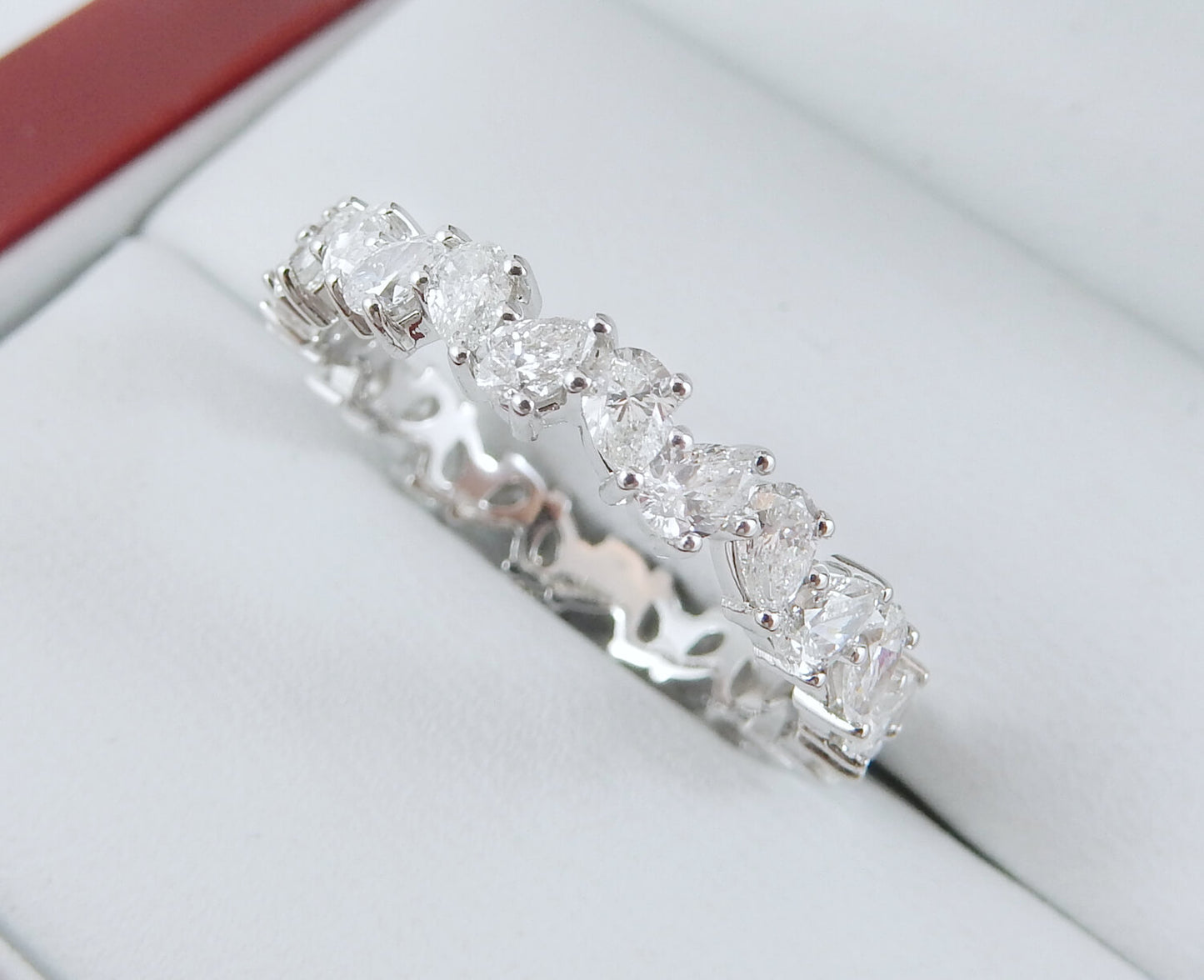 19K White Gold 3.2 CTW Pear Diamond Eternity Band