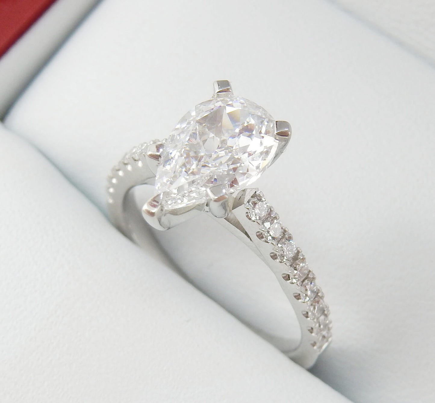 Platinum 1.00 CTW Pear Cut Pavé Band Diamond Engagement Ring