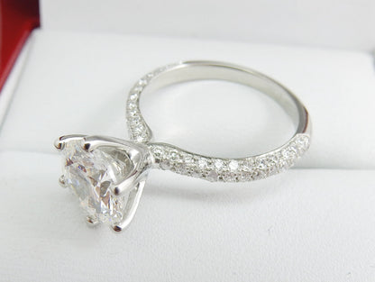 19K White Gold 1.81 CTW Round Brilliant Pavé Band Diamond Engagement Ring