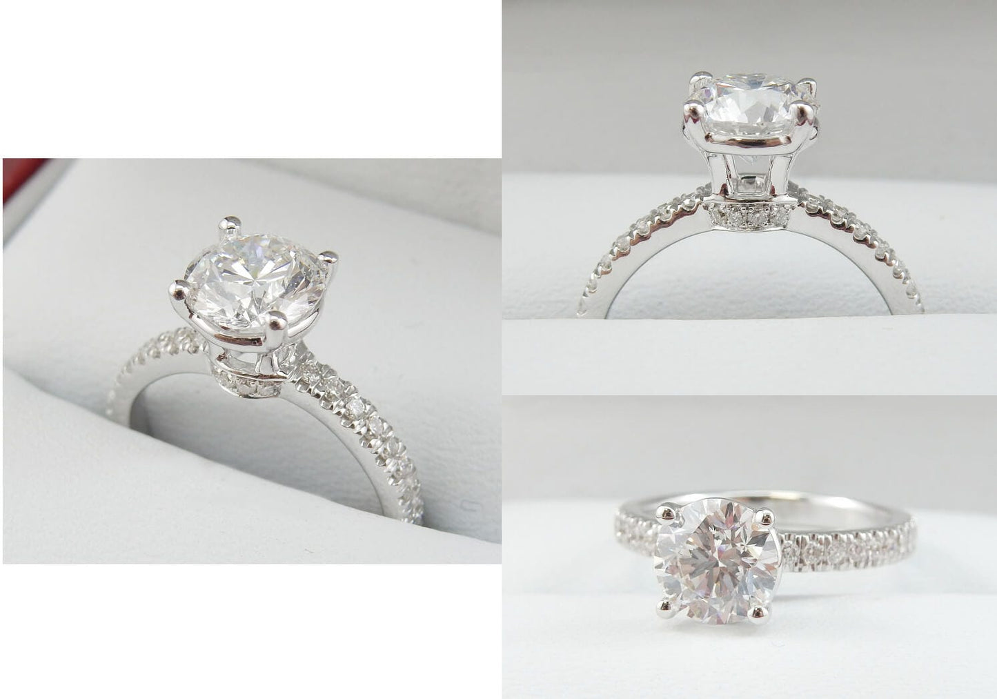 18K White Gold 1.25 CTW Round Brilliant Pavé Band Diamond Engagement Ring