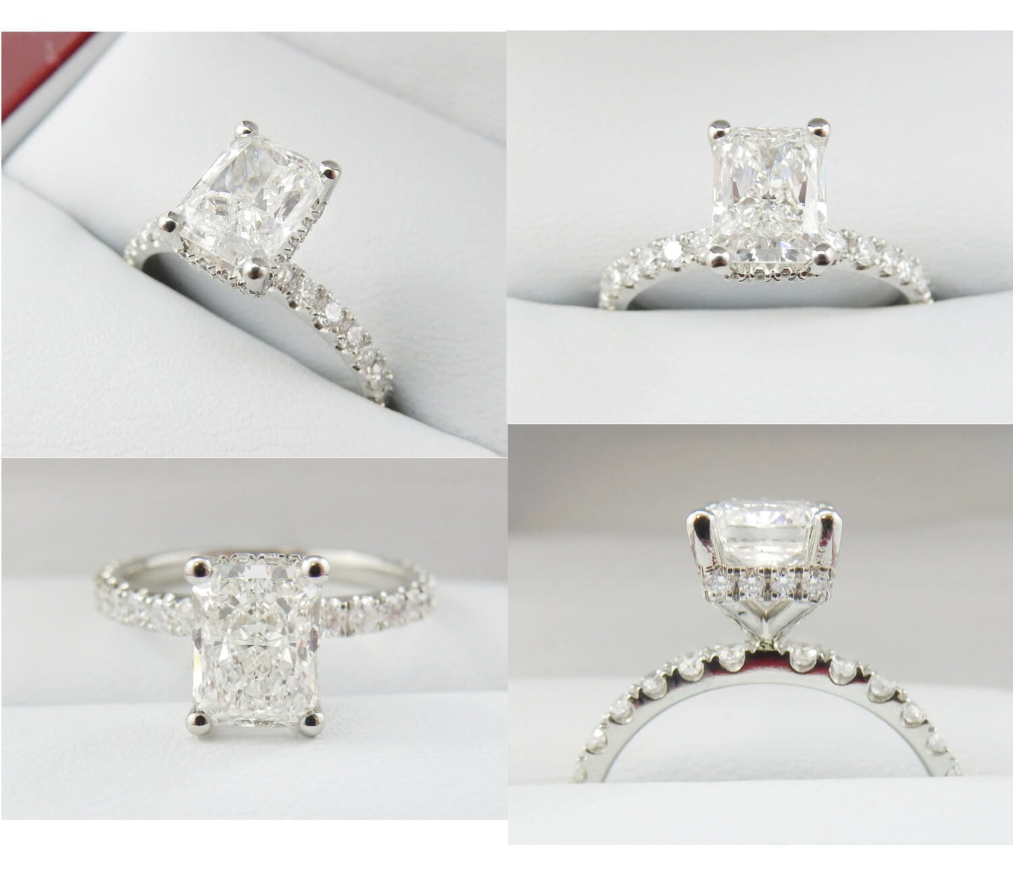 19K White Gold 1.50 CTW Radiant Cut Pavé Band Diamond Engagement Ring