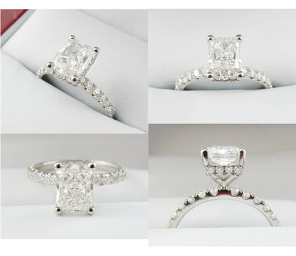 19K White Gold 1.50 CTW Radiant Cut Pavé Band Diamond Engagement Ring