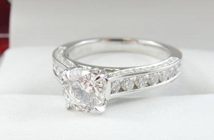14K White Gold 1.01 CTW Round Brilliant Channel-Set Diamond Engagement Ring