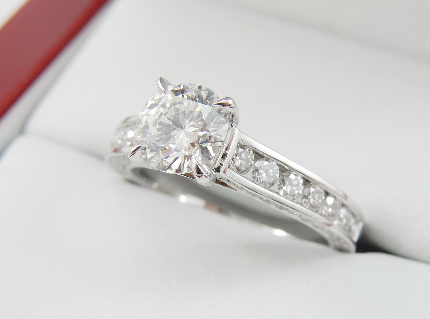 14K White Gold 1.01 CTW Round Brilliant Channel-Set Diamond Engagement Ring