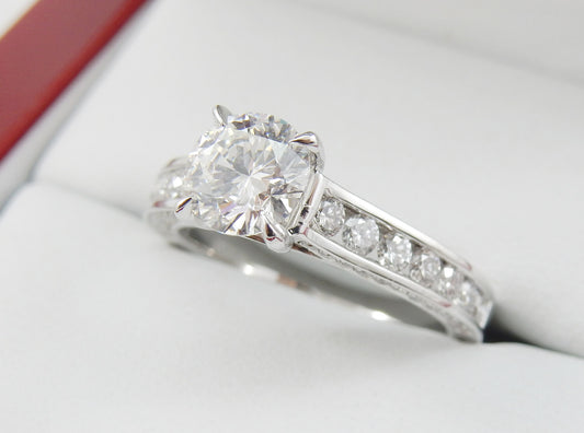 14K White Gold 1.01 CTW Round Brilliant Channel-Set Diamond Engagement Ring