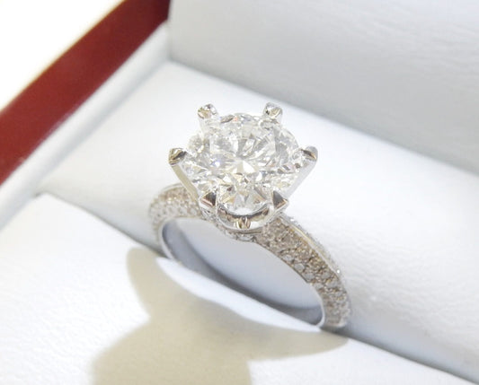 Platinum 1.50 CTW Pavé Solitaire Diamond Engagement Ring