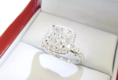 18K White Gold 2.28 CTW Cushion Diamond Engagement Ring