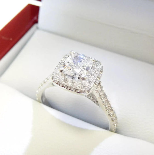 19K White Gold 2.58 CTW Three-Stone Diamond Engagement Ring