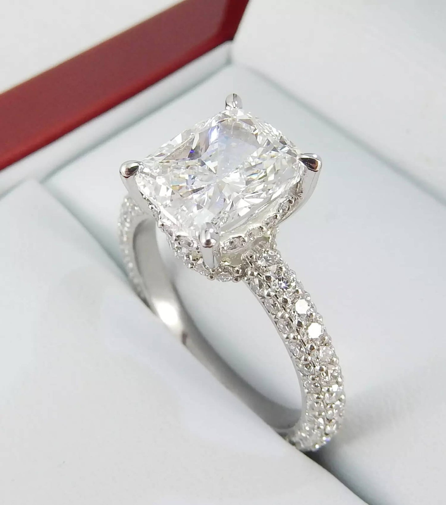 19K White Gold 3.0 CTW Radiant-Cut Engagement Ring