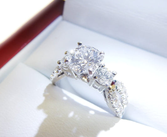 19K White Gold 1.02 CTW Three-Stone Diamond Engagement Ring