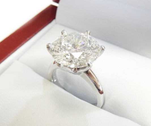 Platinum 5.03 CTW Round Brilliant Solitaire Diamond Engagement Ring
