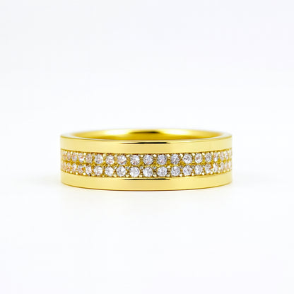 18K Yellow Gold Cognac Diamond Pave Men’s Wedding Band