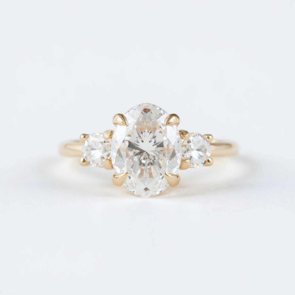 18K Rose Gold 1.50 CTW Oval Three-Stone Diamond Engagement Ring