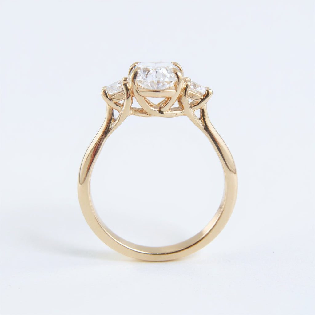 18K Rose Gold 1.50 CTW Oval Three-Stone Diamond Engagement Ring