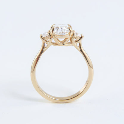 18K Rose Gold 1.50 CTW Oval Three-Stone Diamond Engagement Ring