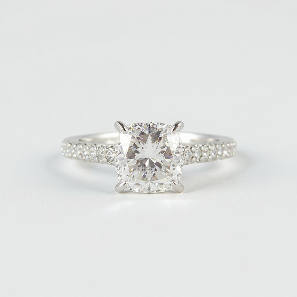 19K White Gold 3.0 CTW Radiant-Cut Engagement Ring