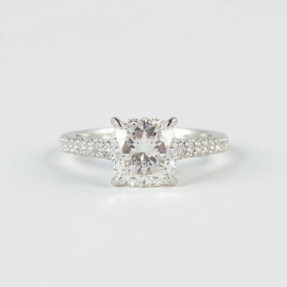 19K White Gold 3.0 CTW Radiant-Cut Engagement Ring