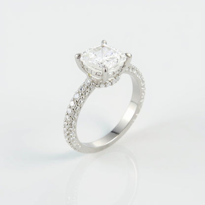 19K White Gold 3.0 CTW Radiant-Cut Engagement Ring