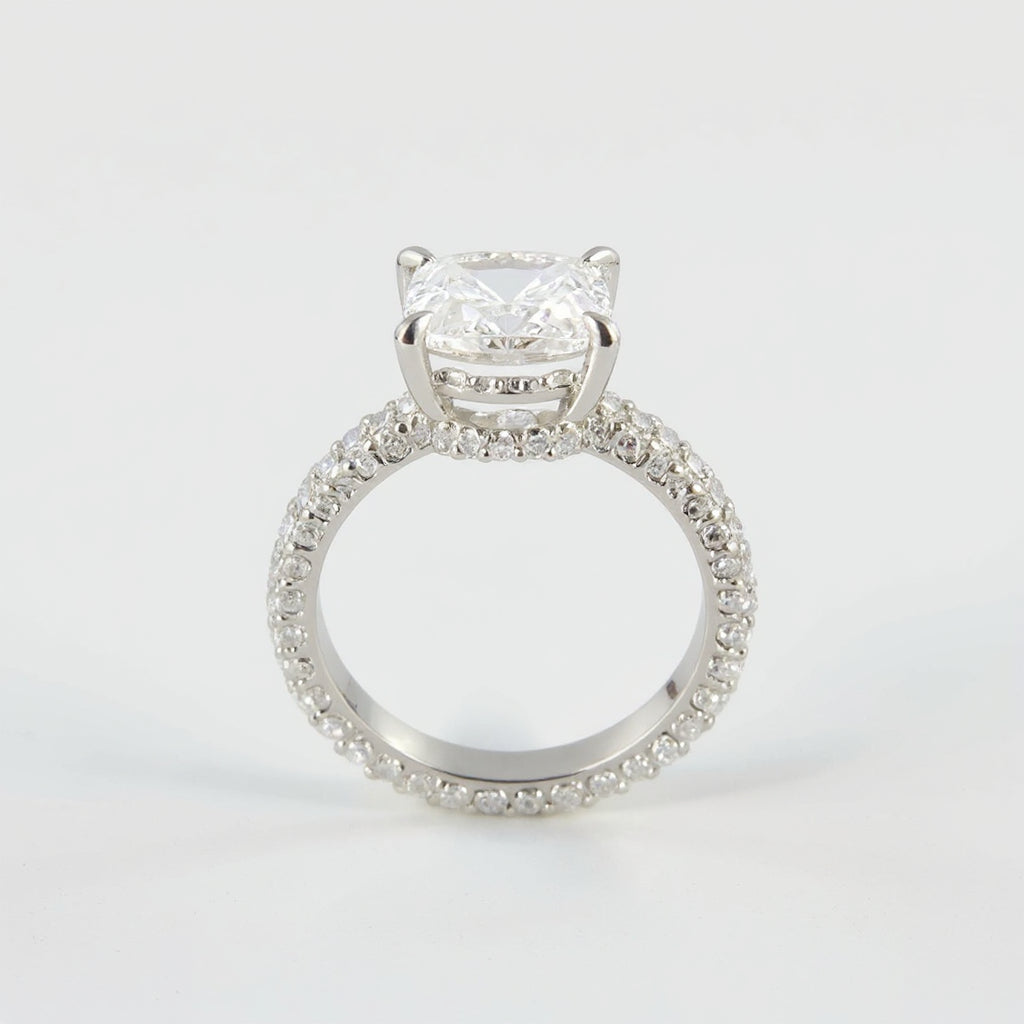 19K White Gold 3.0 CTW Radiant-Cut Engagement Ring