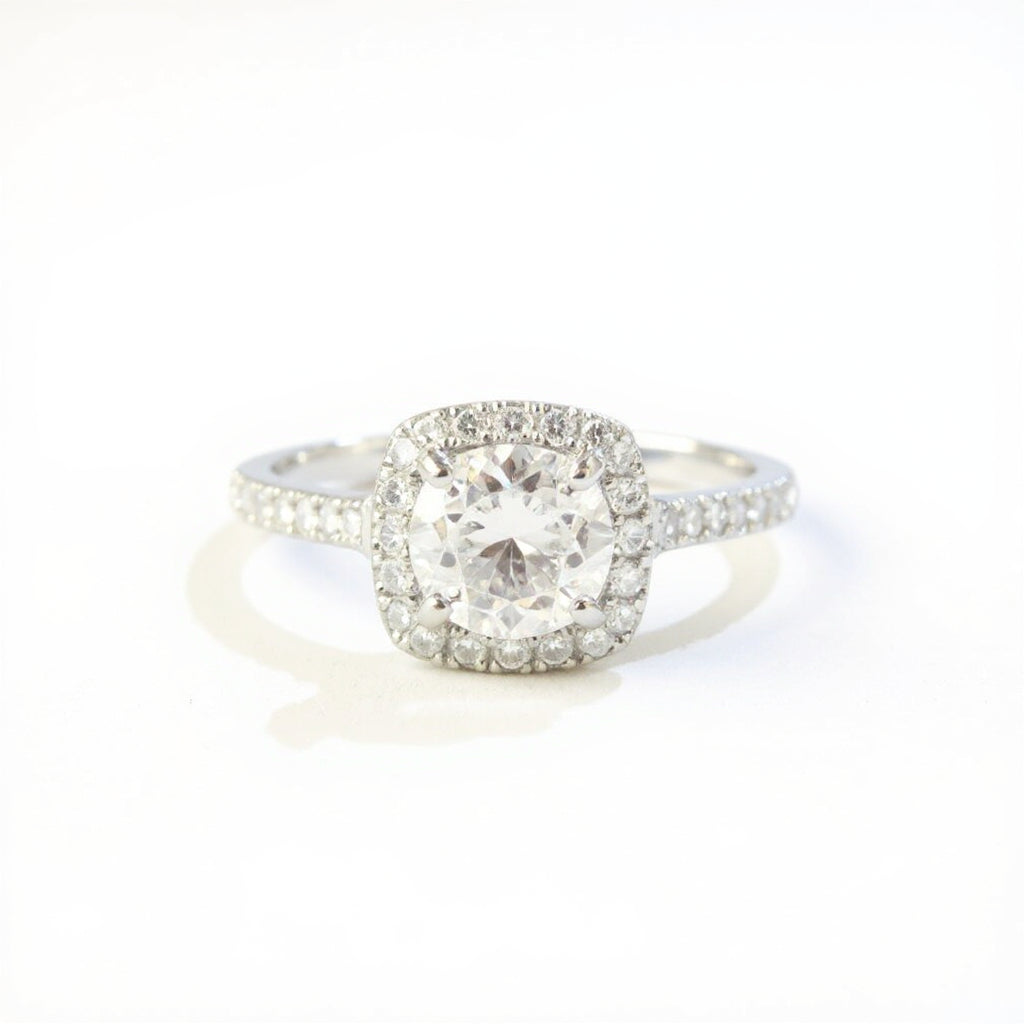 19K White Gold 1.24 CTW Brilliant Round Engagement Ring
