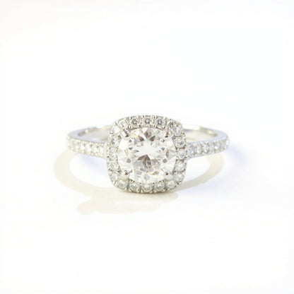 19K White Gold 1.24 CTW Brilliant Round Engagement Ring