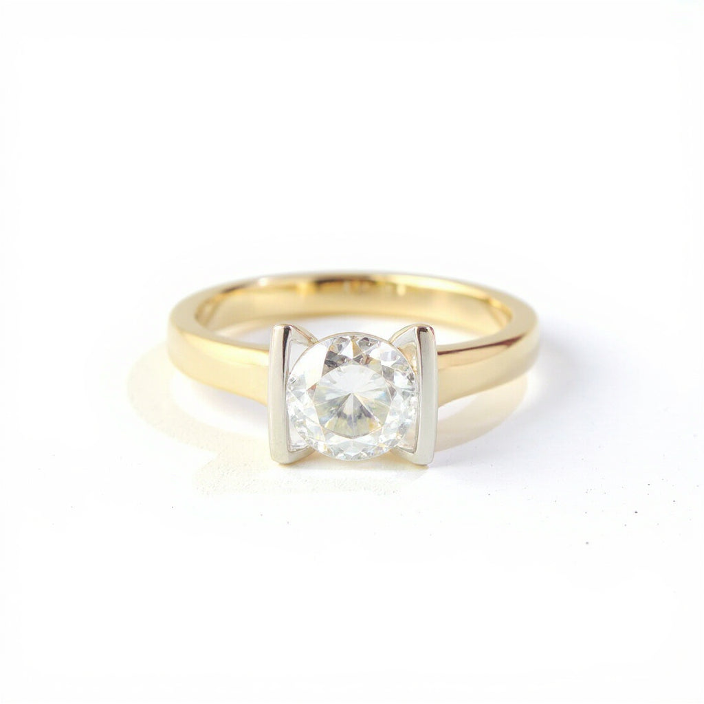 18K Yellow/White Gold 1.30 CTW Two-Tone Floating Diamond Engagement Ring