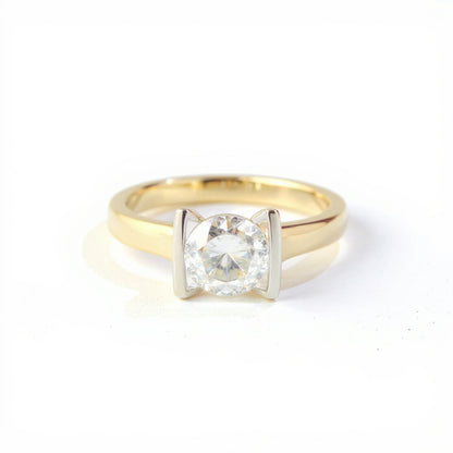 18K Yellow/White Gold 1.30 CTW Two-Tone Floating Diamond Engagement Ring
