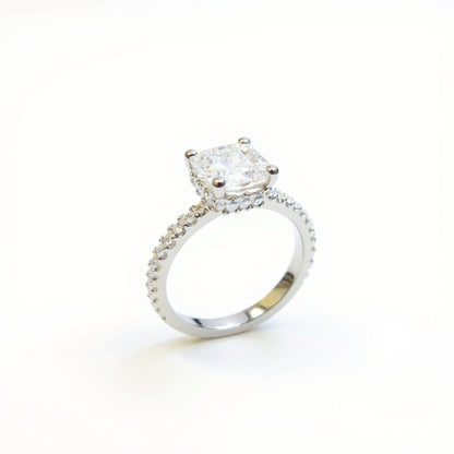 19K White Gold 2.00 CTW Radiant Cut Pavé Engagement Ring