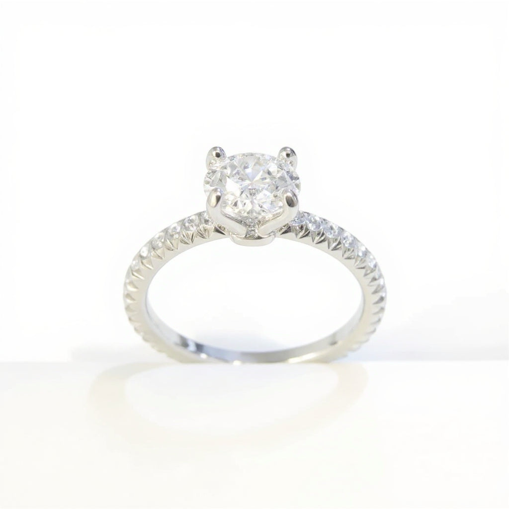 18K White Gold 1 CTW Round Brilliant Diamond Engagement Ring