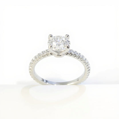 18K White Gold 1 CTW Round Brilliant Diamond Engagement Ring