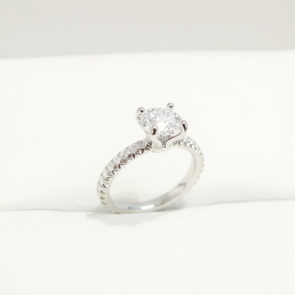 18K White Gold 1 CTW Round Brilliant Diamond Engagement Ring