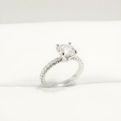 18K White Gold 1 CTW Round Brilliant Diamond Engagement Ring