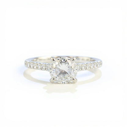18K White Gold 1 CTW Round Brilliant Diamond Engagement Ring