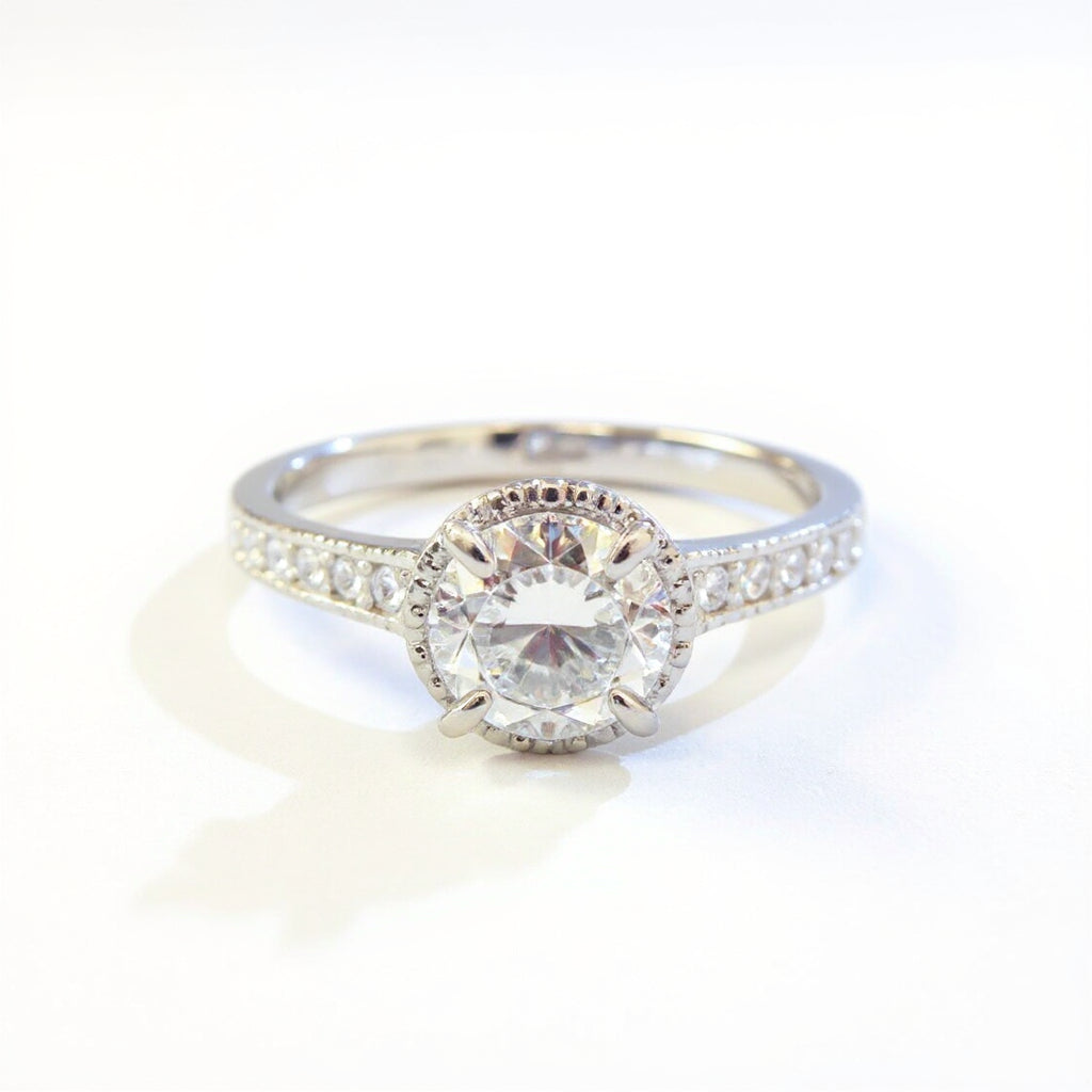 19K White Gold 0.72 CTW Owl-Design Diamond Engagement Ring