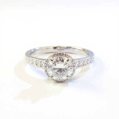 19K White Gold 0.72 CTW Owl-Design Diamond Engagement Ring