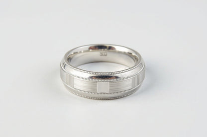 10K White Gold 6mm Step-Cut Panel Men’s Wedding Band