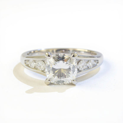 19K White Gold 1.01 CTW Round & Princess Channel-Set Engagement Ring