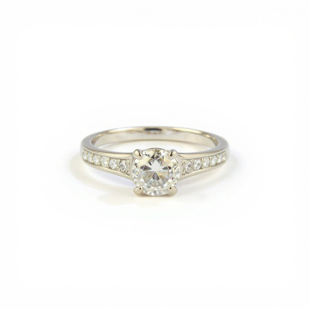 19K White & 18K Rose Gold 0.90 CTW Vintage Milgrain Diamond Engagement Ring