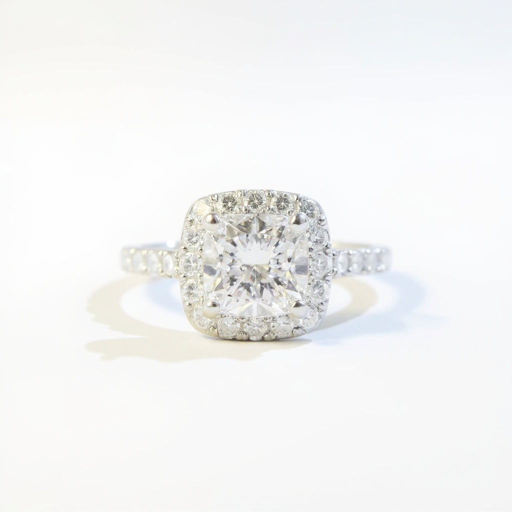 18K White Gold 2.28 CTW Cushion Diamond Engagement Ring
