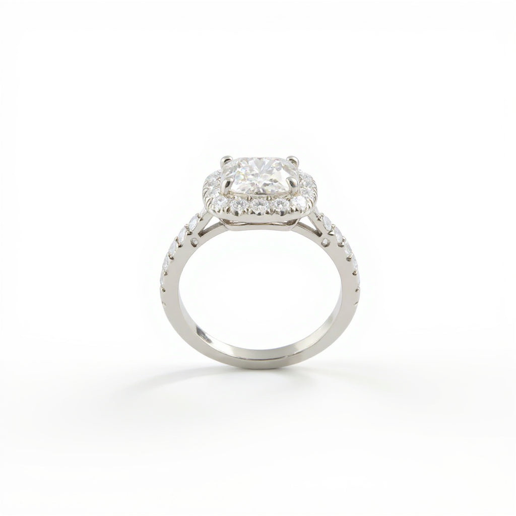 18K White Gold 2.28 CTW Cushion Diamond Engagement Ring