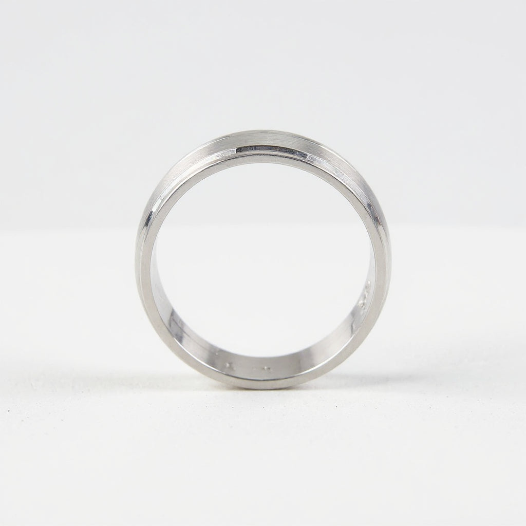 10K White Gold 8mm Brushed Center Men’s Wedding Band-diamondnetjewellery