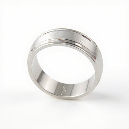 10K White Gold 8mm Brushed Center Men’s Wedding Band-diamondnetjewellery
