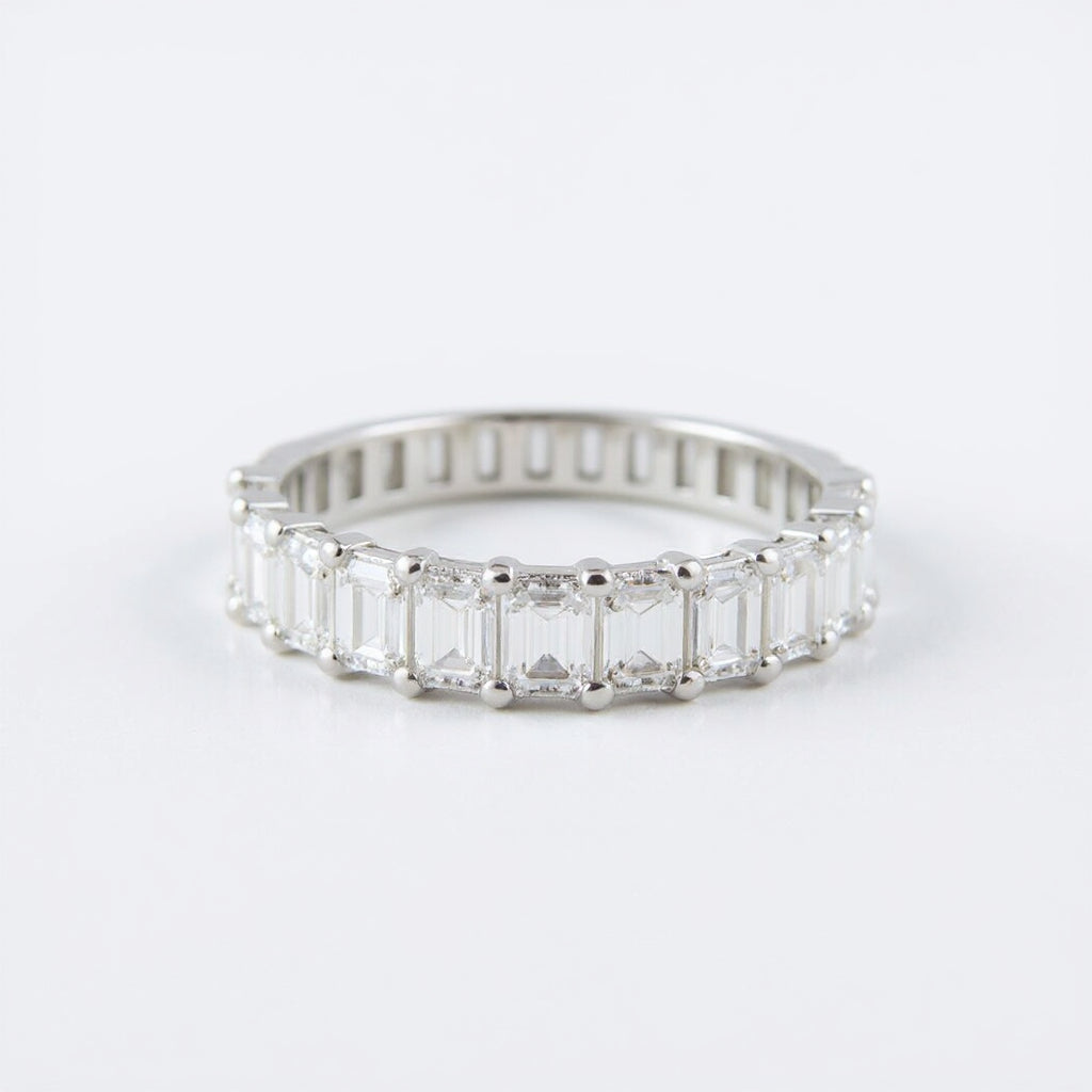 19K White Gold 3.00 CTW Emerald-Cut Diamond Eternity Band