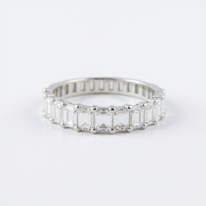 19K White Gold 3.00 CTW Emerald-Cut Diamond Eternity Band