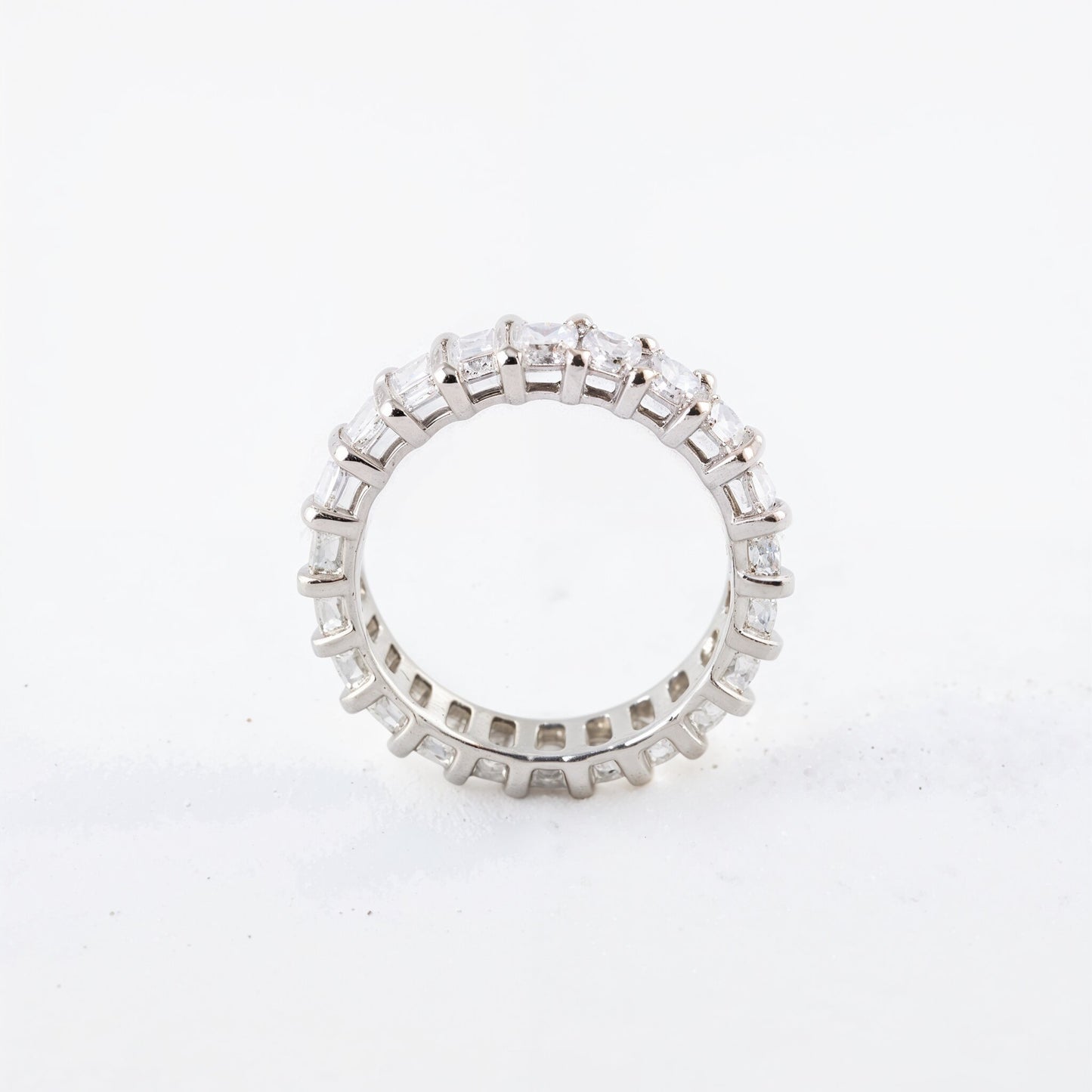 19K White Gold 3.00 CTW Emerald-Cut Diamond Eternity Band